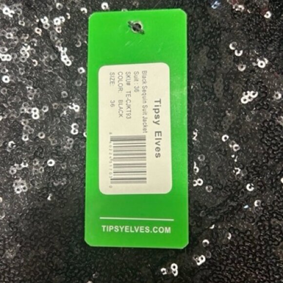 Tipsy Elves Sequin Blazer Suit Jacket Black 36 - Picture 3 of 9